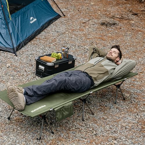 Image of Naturehike ArmyWild Folding Camping Cot, Height Adjustable Ultralight Backpacking Cot, Portable Camping Bed for Camping Hiking Travel Home