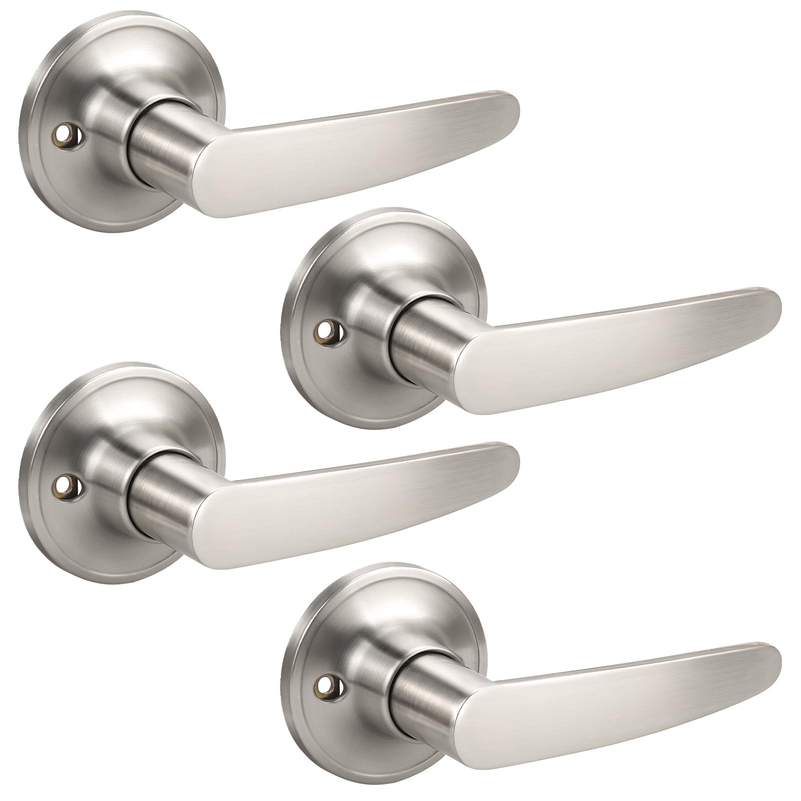 Satin Nickel Door Handles with Lock - Privacy & Security -26