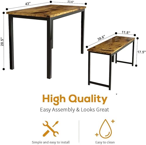Miniatura 7 de DKLGG Juego de mesa de comedor para 4-6, mesa de cocina y sillas para 4, juego de mesa de comedor de madera con 2 bancos, juego de mesa de comedor