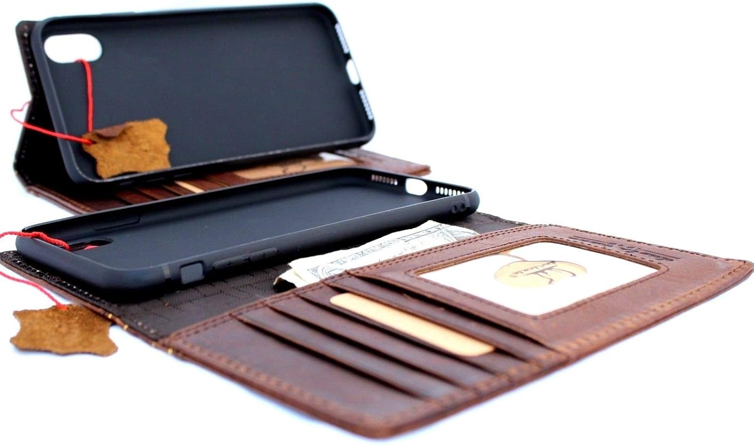 Super Cheap 🛒 Genuine Leather Case for Apple iPhone Xs Bible Book Wallet Handmade Cover Luxury Cards Slots Soft Holder Art Vintage Classic DavisCase pro Jafo