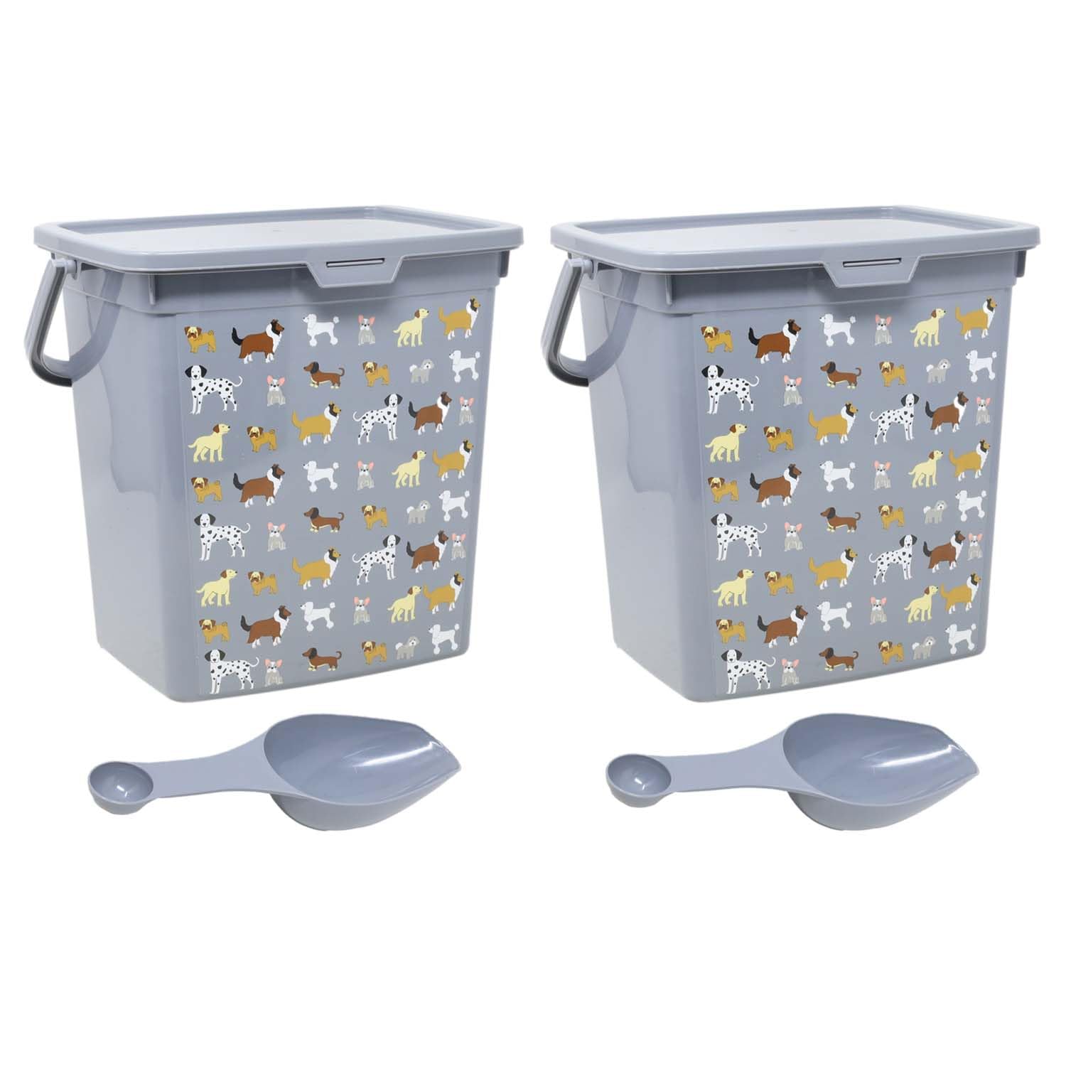UNIQUE HOME LIVING 6L Pet Food Storage Container Set of 2 Dog Cat Puppy Treats Food Dispenser Bin Airtight Plastic Container Box With Scoop