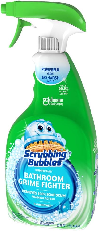 Scrubbing Bubbles Disinfectant Bathroom Grime Fighter Spray, Rainshower, 32 fl oz : Health & Household