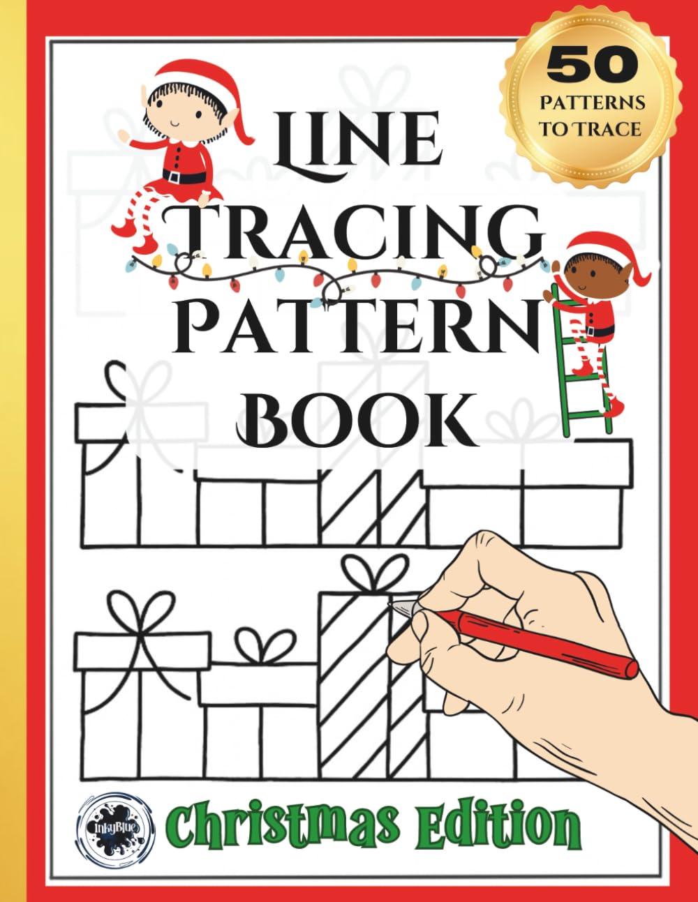 Line Tracing Pattern Book - Christmas Edition: Relaxing Holiday Tracing Designs for Mindfulness, Stress Relief and Festive Fun By InkyBlue Designs (Line Tracing Pattern Books)