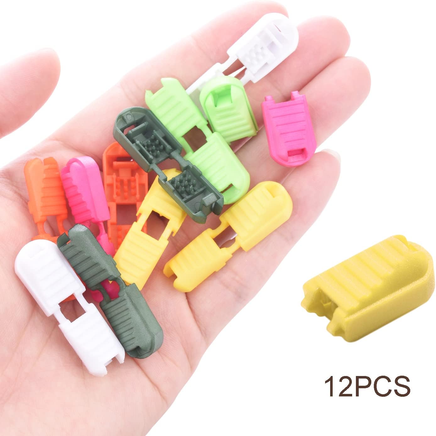 12 Pack Zipper Pull Tabs Cord Ends Tips Shoe Lace End Clips Cord Lock for Paracord Molle Backpack No Tie Shoelace Triathlon Marathon Running Shoe
