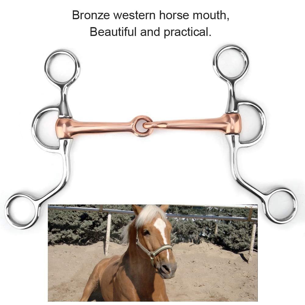 Filetto Per Cavallo, Filetto da Masticare Per Cavallo Acciaio Inossidabile a Bassa Leva Rullo in Rame Bocca Sciolta Filetto in Rame Avvolgimento in Rame Punta Rigida Bocca Avvolta in Filo di Rame
