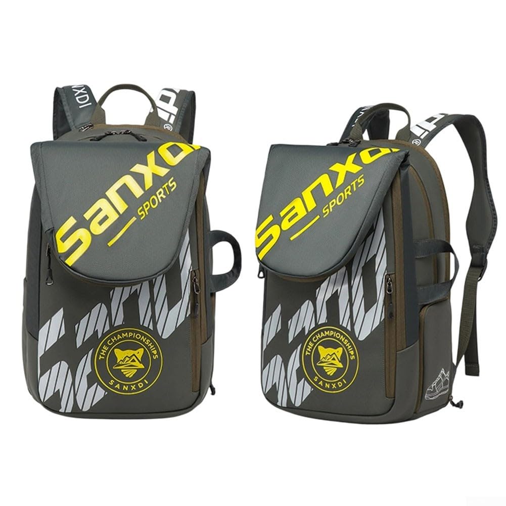 Squash- und Tennisschlägertasche mit Wärmedämmung Schuhfach plus Laptophülle für Badmintonspieler, tragbarer Rucksack, Grün