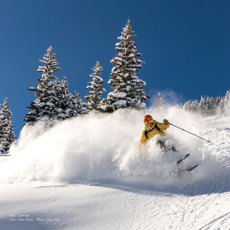 Ski 2025年壁掛けカレンダー - 12x12インチ バックカントリースキー コロラド以降