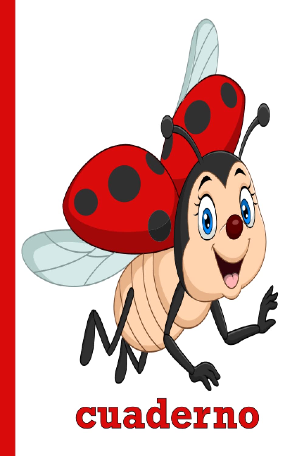 cuaderno de mariquita: Cuaderno de mariquita de rayas anchas, cuaderno de papel rayado para la escuela, estudiantes, regalo para niños, niños, niñas, amante de la mariquita