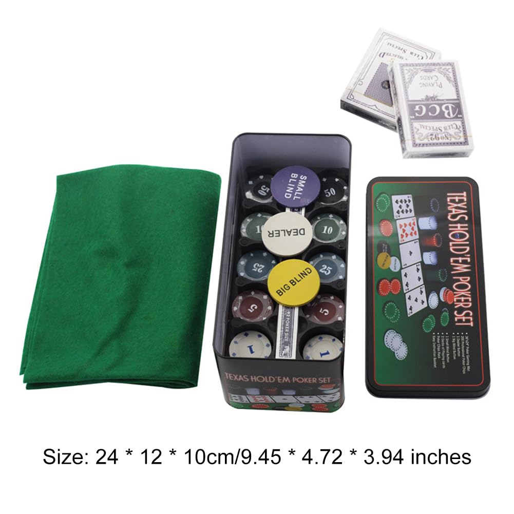 Cartes à Jouer 200 pièces Ensemble de Poker et Blackjack avec Étui en Fer Portable