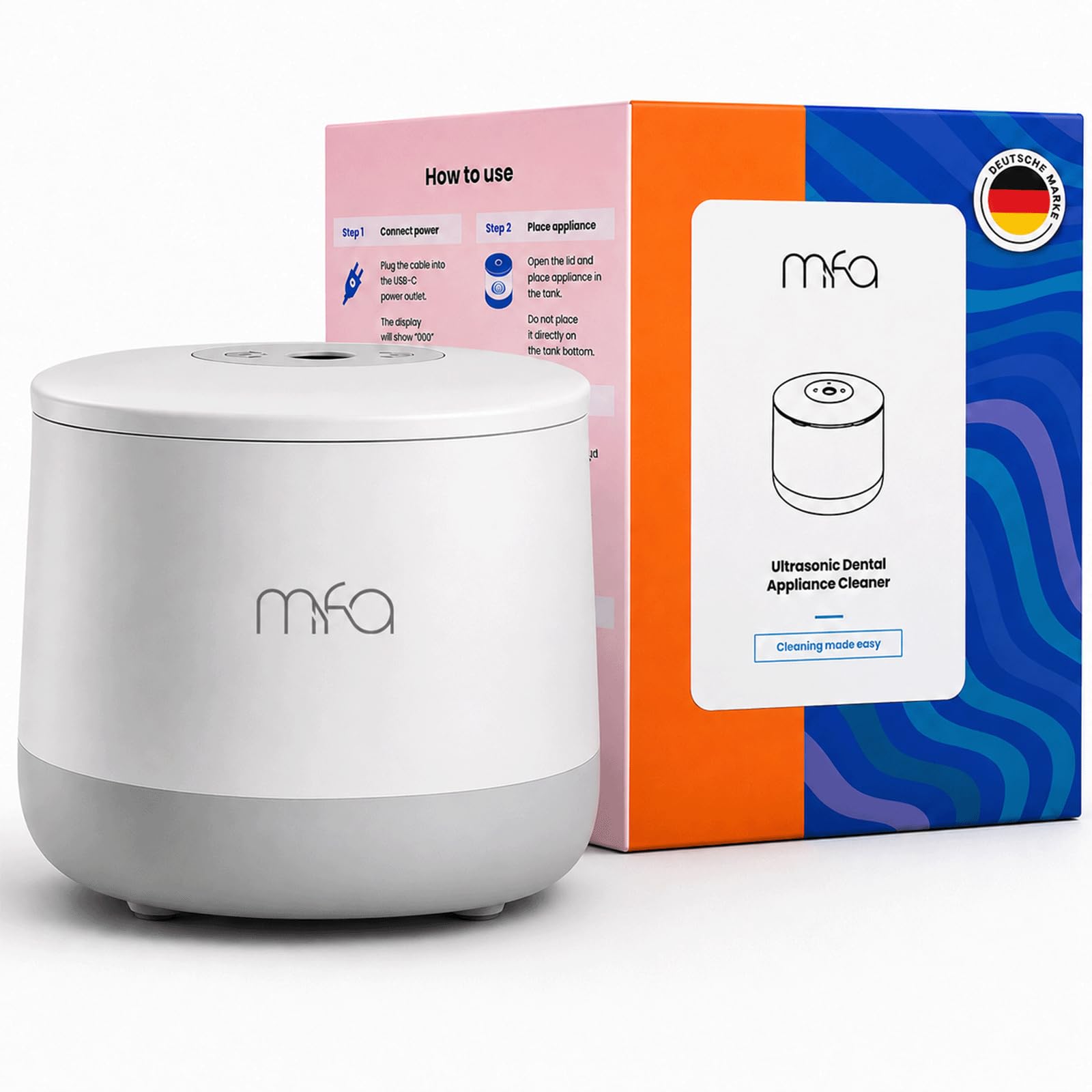 mfa® | Nettoyeur à ultrasons pour prothèses dentaires, appareils orthodontiques, gouttières, aligneurs, dentiers, protège-dents, bijoux | Ultrasonic Dental Cleaner