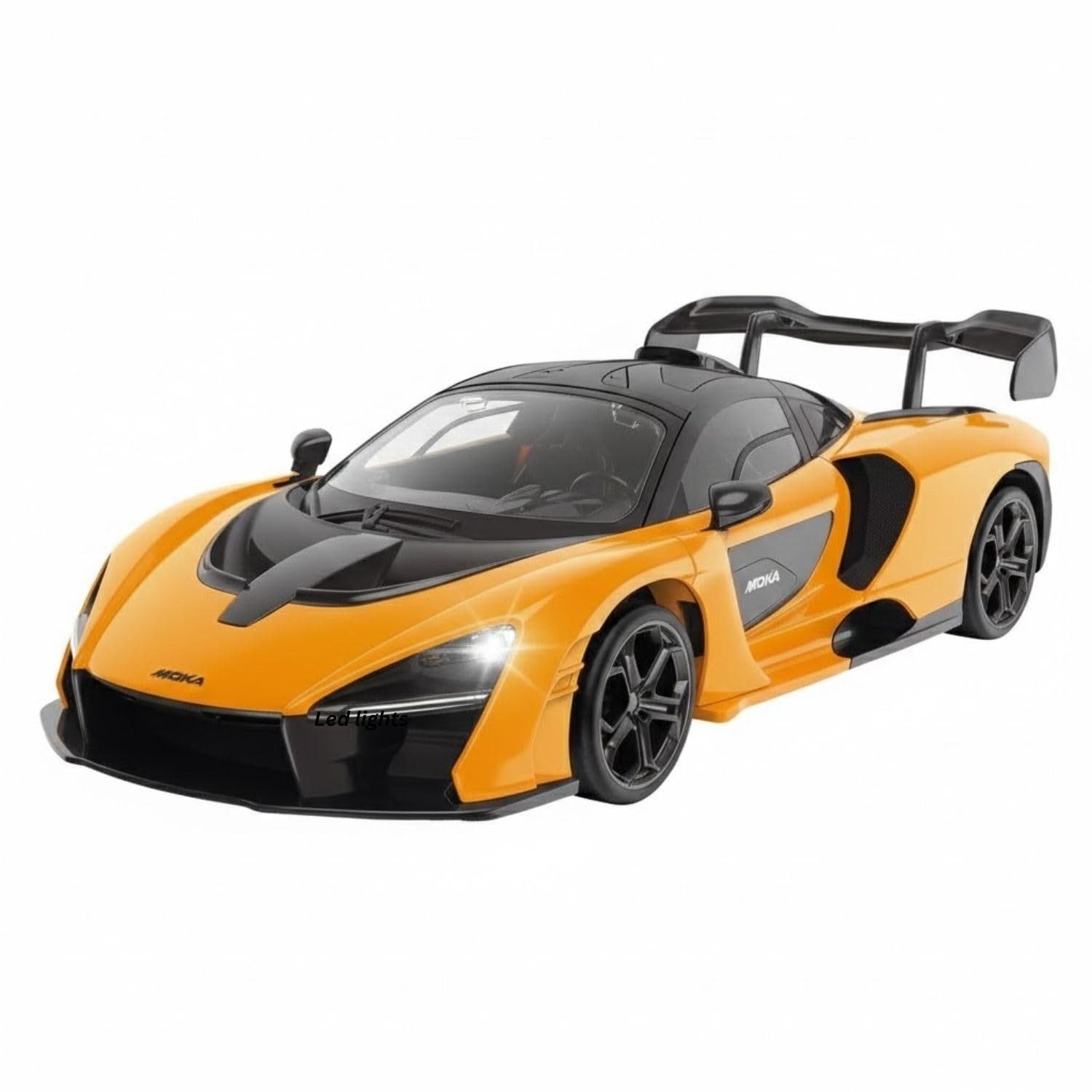 Ruzarth Moka 1:12 RC Sports Car for Kids, 2.4GHz Remote Control Racing Car with LED Lights, Auto Open Doors, Rechargeable Battery, Steering Wheel Toy Car Gift for Boys & Girls (Classic Yellow) 2