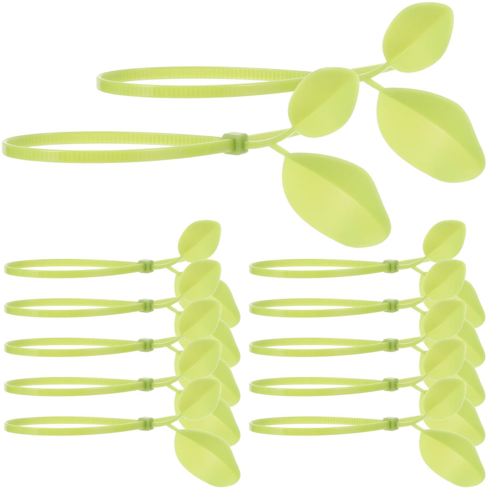 Bridas de Nailon en Forma de Hoja Verde para Ordenar Cables y Plantas, 100 Piezas de Plástico Resistente para Uso en Casa y Oficina