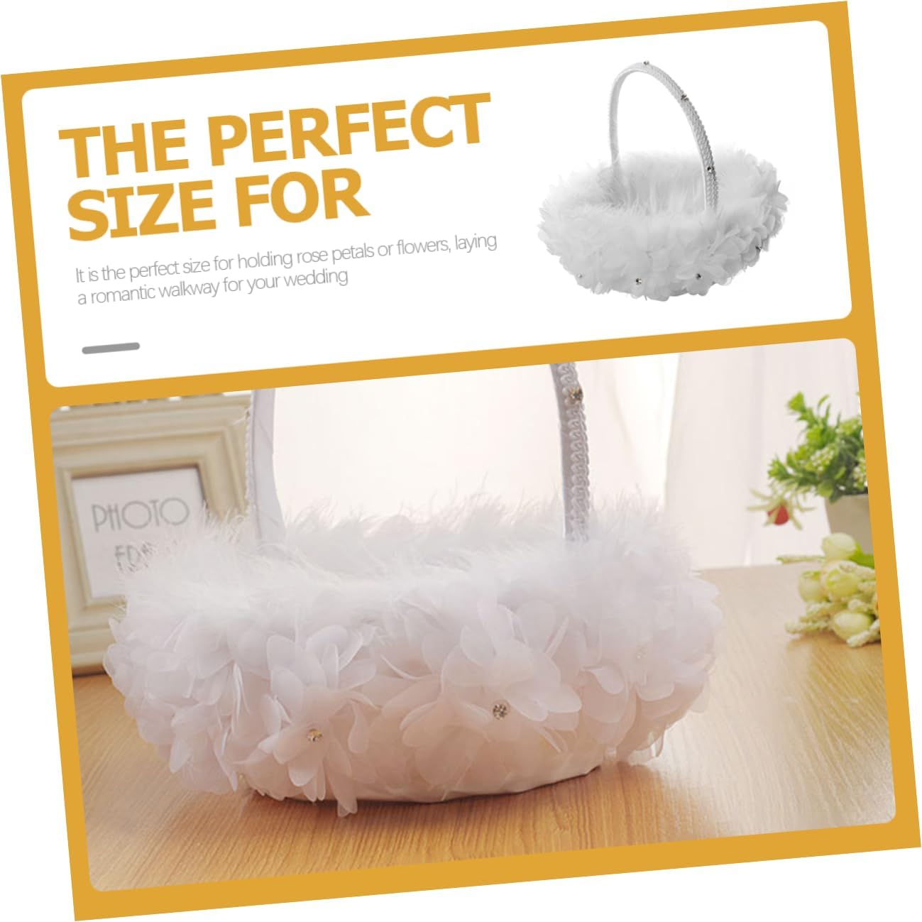 SHINEOFI Wedding Flower Girl Basket Lace Floral Confetti Basket for Ceremony Party Supplies