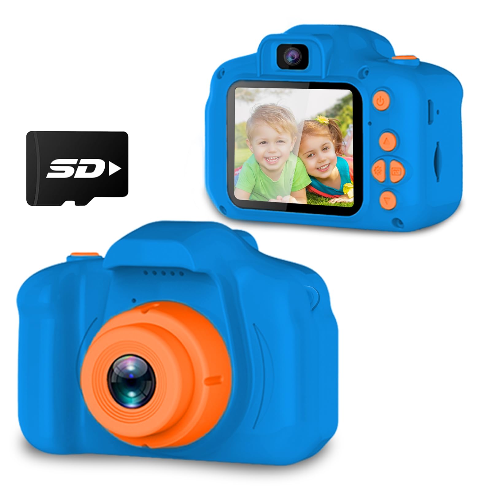 Seckton Upgrade Kids Selfie Camera, Christmas Birthday Gifts for Boys Age 3-9, HD Digital Video Cameras for Toddler, Portable Toy for 3 4 5 6 7 8 Year Old Boy with SD Card-Navy Blue