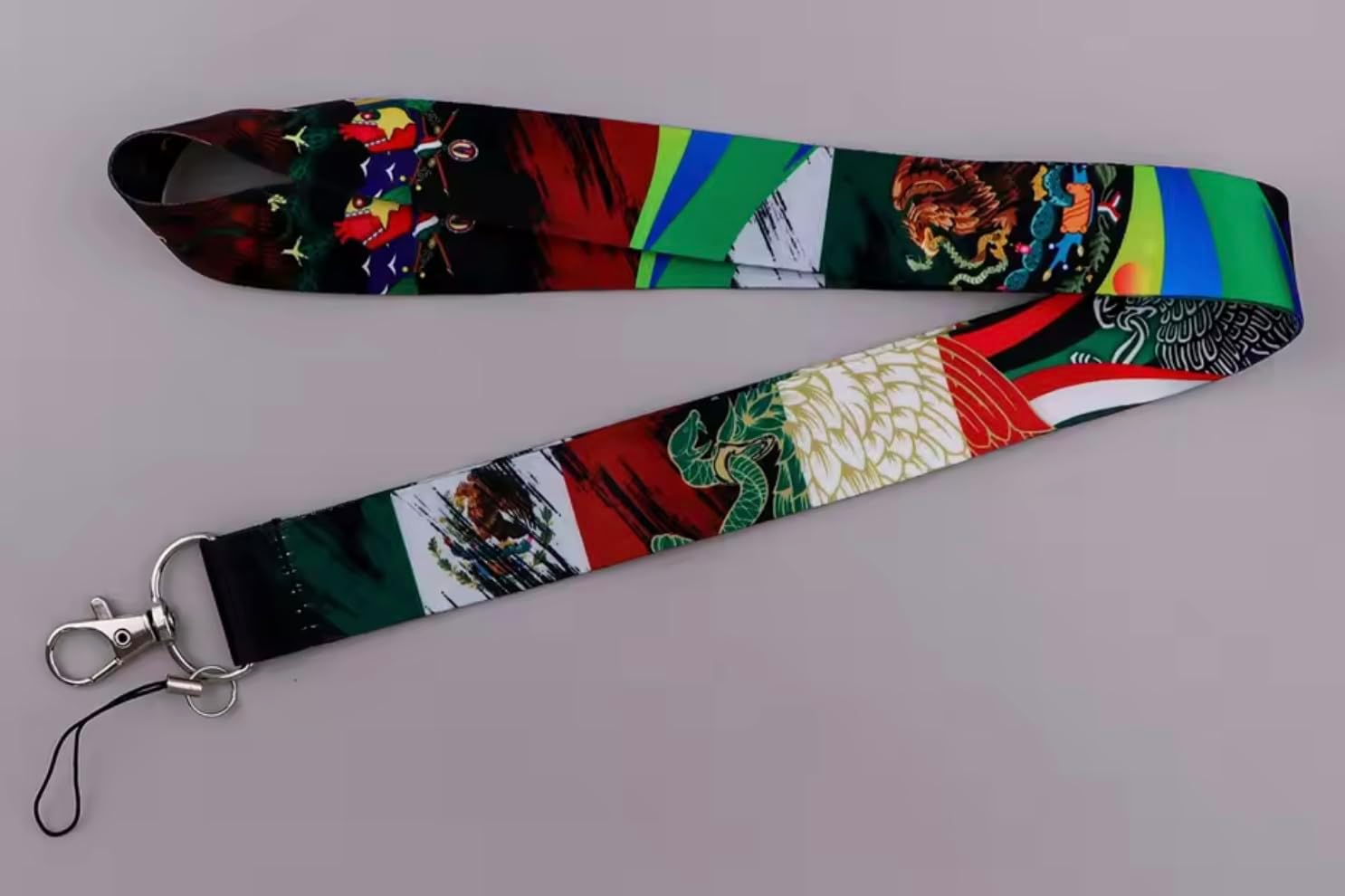 Pinstant Mexico Mexican National Flag Eagle Snake Colors Green White Red 17.7" Neck Lanyard Keychain Holder ID Badge Mobile Phone Pin Strap - Image 3