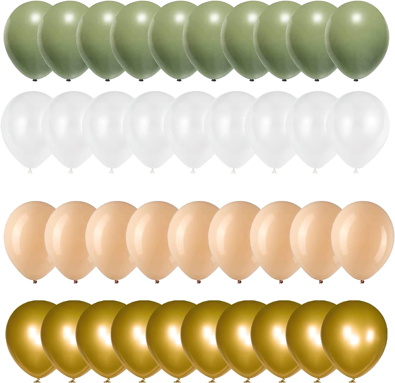 Roimylie Sage Green Gold White Latex Balloons,50 Pcs 12 Inch Green and blush Gold Party Balloons For Birthday Baby Shower Engagement Wedding Anniversary Party Decorations