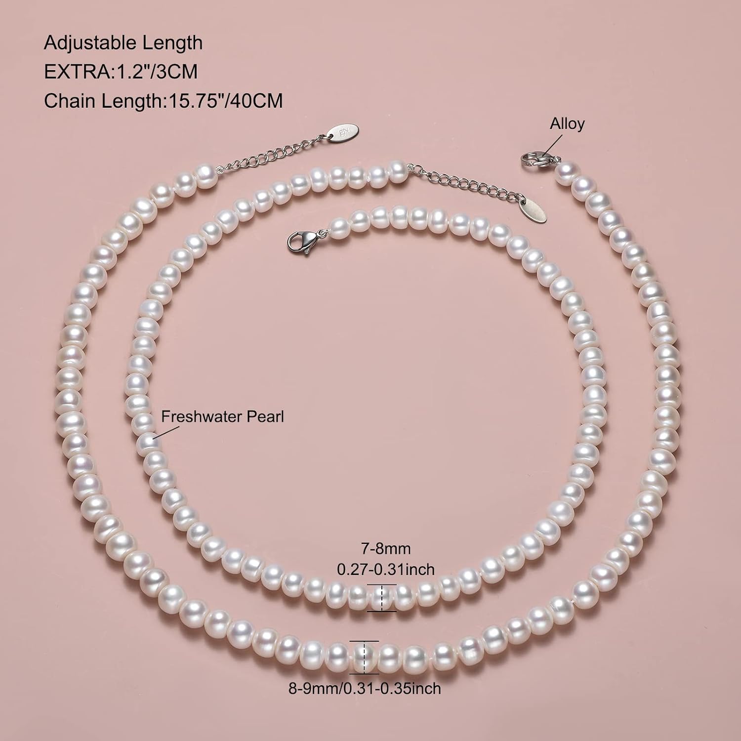 8mm Pearl Choker Necklace 