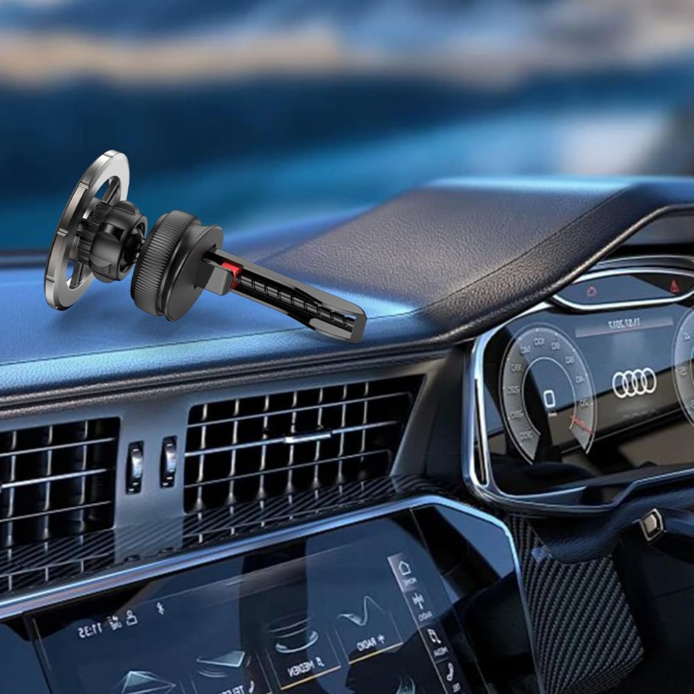 Suporte Veicular Magnético para Celular, Design Volante, Fixação no Ar Condicionado, Compatível com MagSafe, Iphone, Preto 3 616Tau+k9NL. AC SL1000