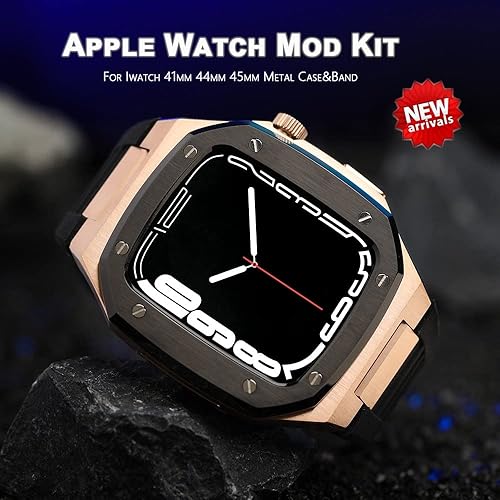 Miniatura 1 de TRDYBSK Correa de metal de acero inoxidable para Apple Watch Serie 1772in 1772in 7 Band para IWatch Series 6 SE 5 4 Kit de modificación color  goma