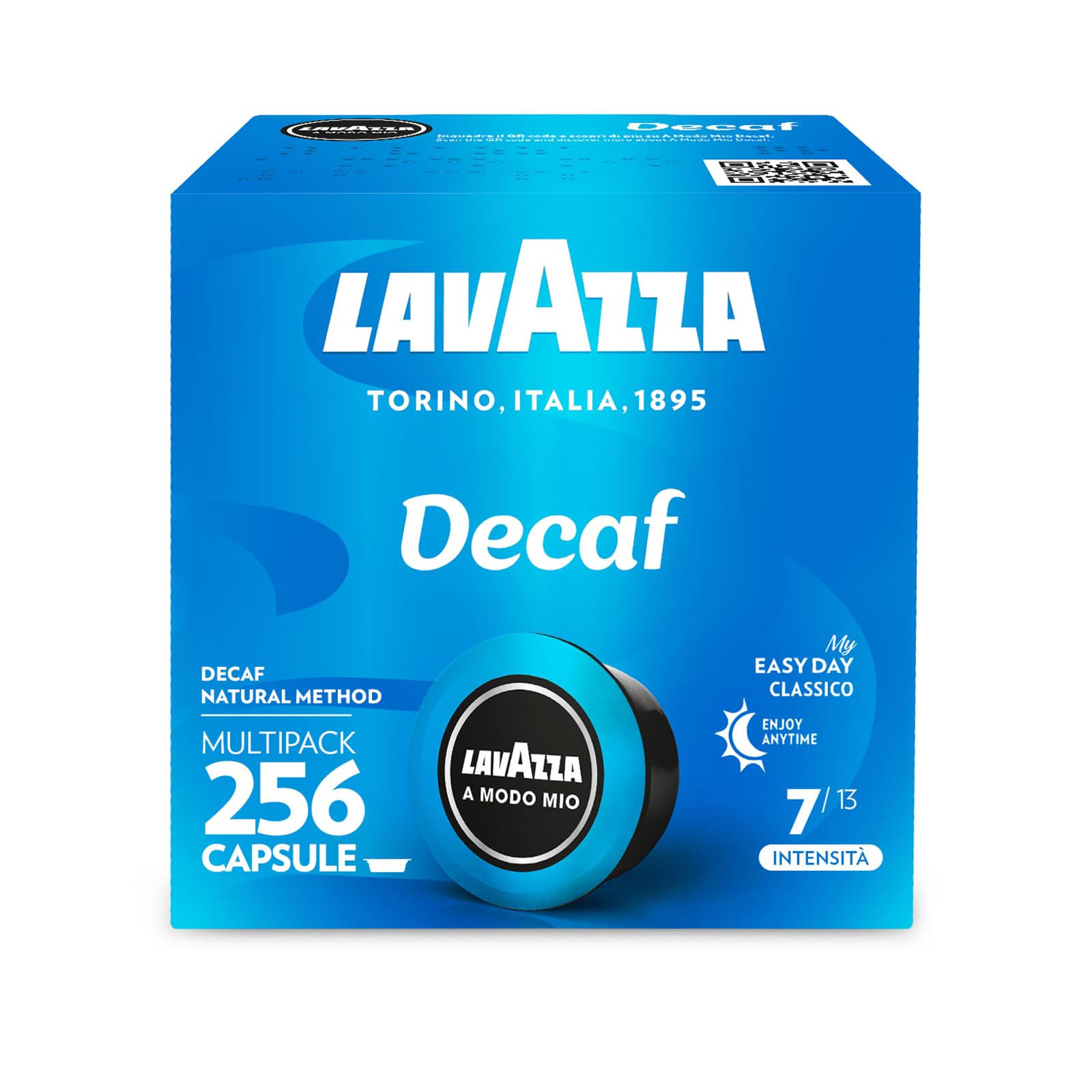 Lavazza, A Modo Mio Decaf, 256 Capsule Caffè | con Note Aromatiche di Mandorle e Canditi, 100% Arabica, Intensità 7/13, Tostatura Media