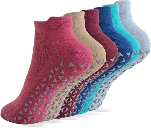 NuAngela Calcetines de agarre para pilates con agarres para mujer, calcetines de yoga antideslizantes para barre ballet, baile, hospital,