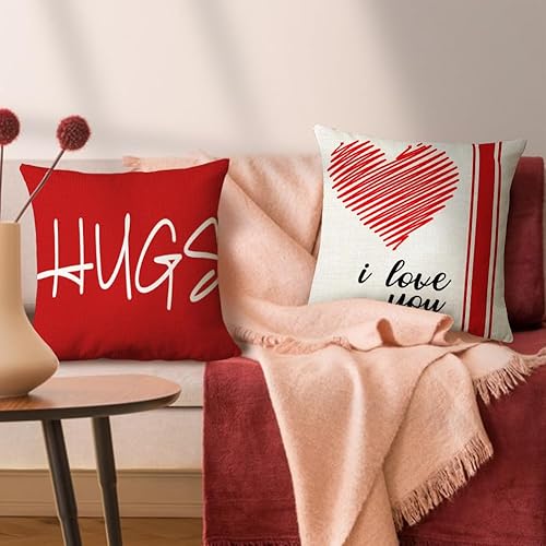 Miniatura 2 de Labeol Fundas de almohada para el día de San Valentín, 18 x 18 pulgadas, juego de 4 fundas de almohada para decoración del día de San Valentín,