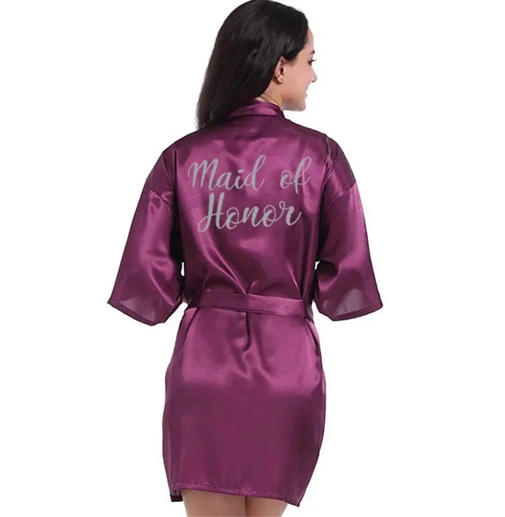 Yeuyyben Viola Robe Madre Dello Sposo Abiti Matrimonio Breve Sposa Kimono Damigella D'onore Raso Robe