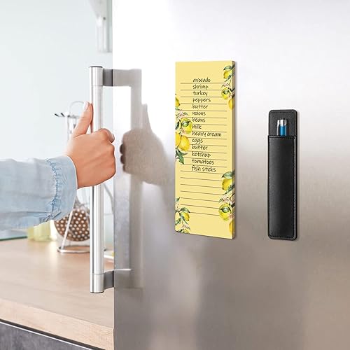 Miniatura 2 de Sinmoe Paquete de 6 blocs de notas magnéticos para refrigerador con soporte para bolígrafo, lista de compras de comestibles para hacer notas, 180