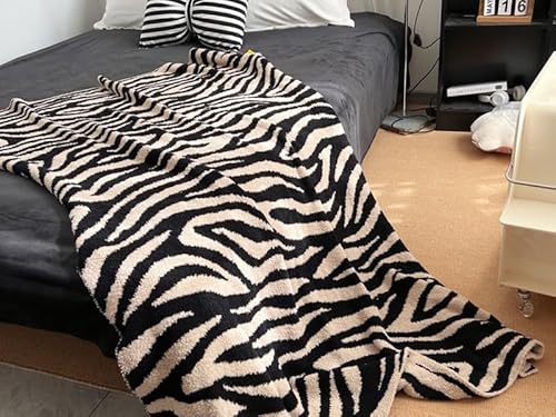Elasad Fluffy Fleece Throw Blanket For Couch, Soft Cozy Black And White Zebra Blankets Fuzzy Thick Twin Blanket For Women thumb #7