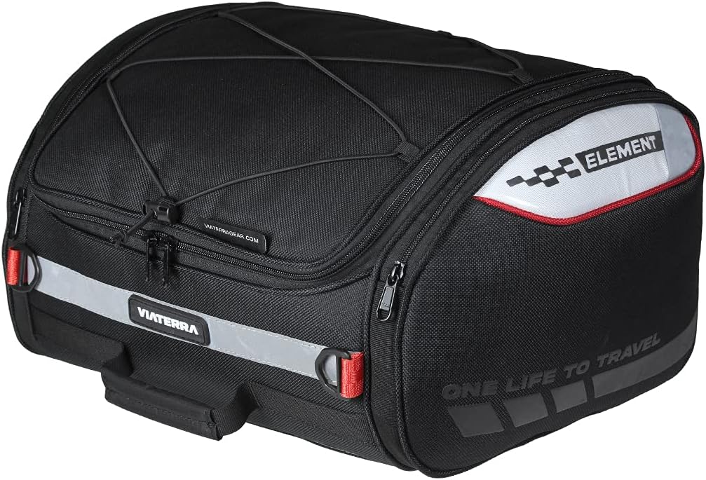 ViaTerra polyester Element Motorcycle Tailbag (35 LTR) I Compatible with All Bikes I Inclusive of Outer Rain/Dust Cover