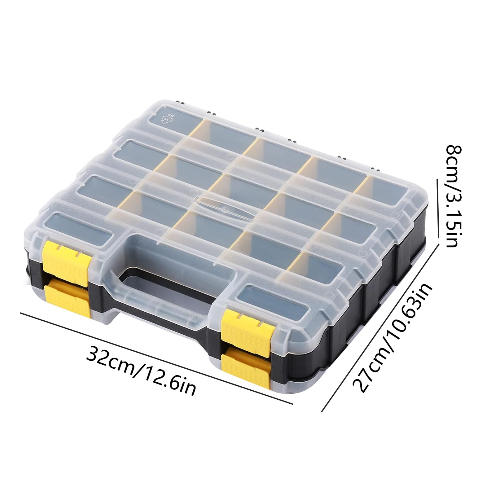 Scatola Organizer per Utensili a Doppia Faccia con 34 Scomparti | per Elettronica con Coperchio Trasparente Contenitore Officina per Punte Trapano Bulloni e Ferramenta