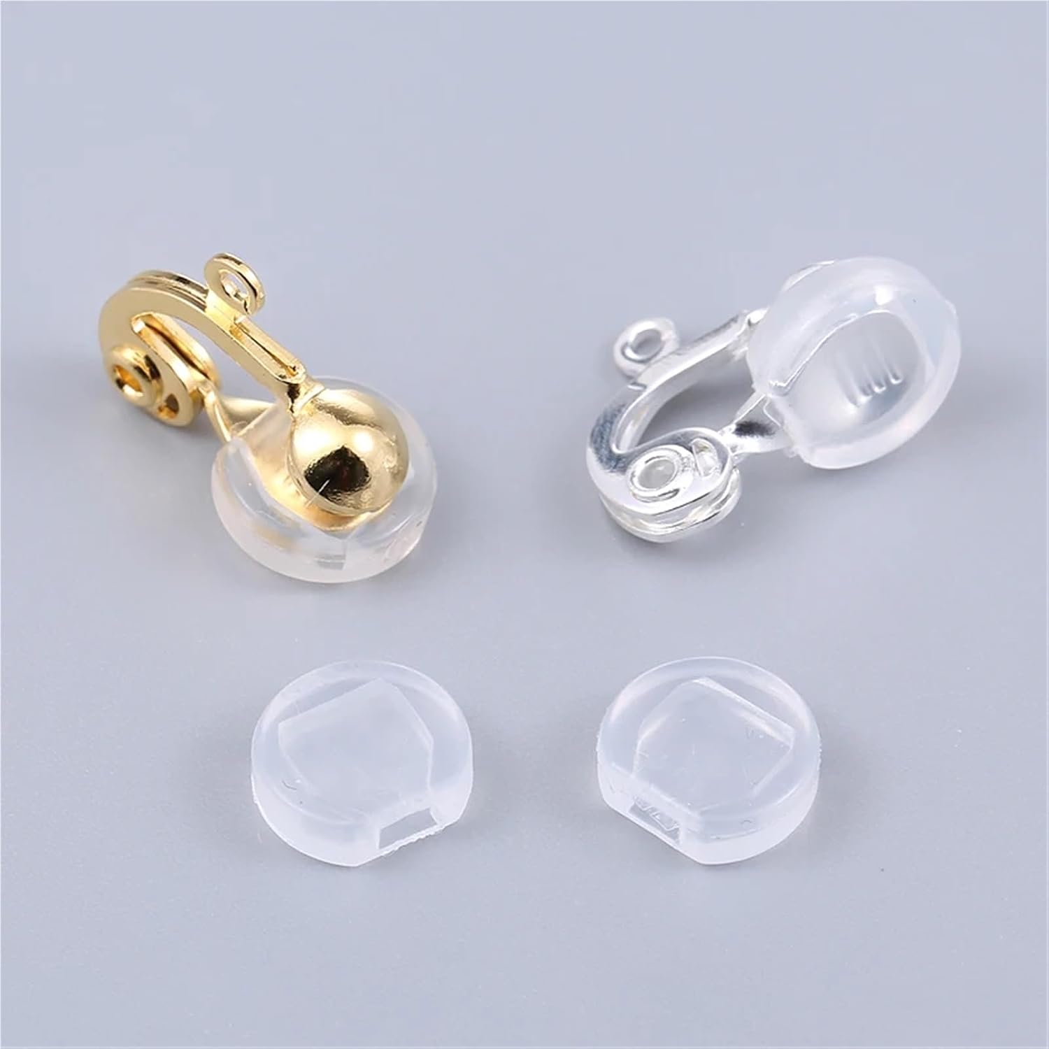 Clip On Earring Backs 12/60Pcs Clip On Earrings for Women Earring Findings for DIY Jewelry Making Accessories Materials Copper(R5-9.5mm-60PC)