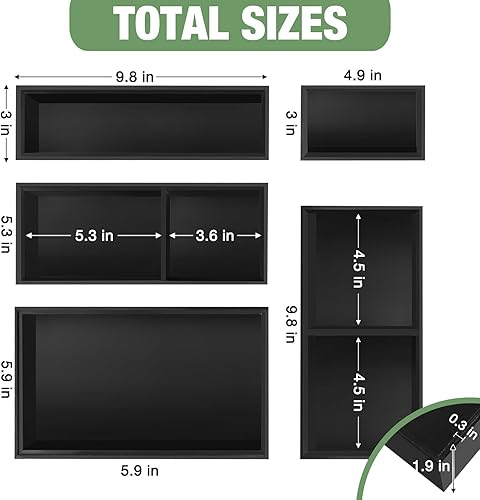 Miniatura 2 de Organizador de cajones de bambú, juego de cubiertos de 5 piezas y organizador de cocina con divisores extraíbles para cocina, utensilios, baño,