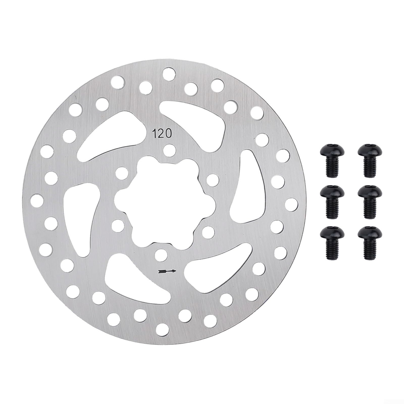 Stainless Steel 120mm Brake Disc With 6 Holes For 8/10 Inch Electric Scooters Compatible With For Rotor Systems Including Screws