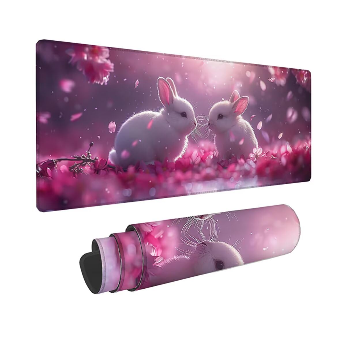 Podkładka pod mysz do gier XXL duża mysz 1200 x 600 x 3 mm, duża podkładka pod biurko z antypoślizgową gumową podstawą dla graczy PC, poprawia precyzję i szybkość kwiatu królika LMDT15291