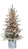 Puleo International 2ft Pre-Lit Potted Flocked Arctic Fir Pencil Christmas Tree with 30 Warm White Lights, 262 Realistic Dense Snow Flocked Branch Tips, Easy Setup Artificial Trees with Sturdy Stand
