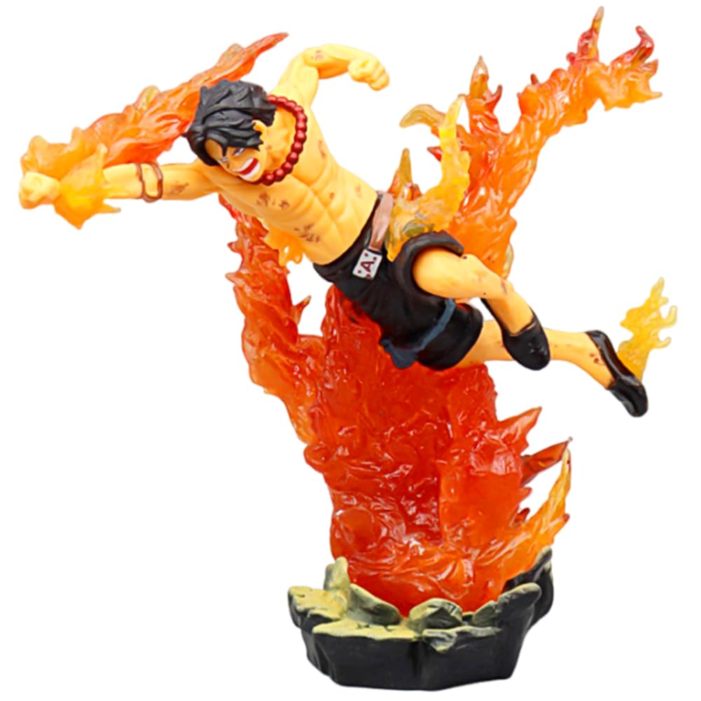 IOSCDH One Pie-ce Ace Figure, Pirates Figures Ace Anime Figures 15 cm Model Decor Anime Cartoon Model Car Ornament for Bedroom Bedside Living Room Action Decor Toys Gift Doll