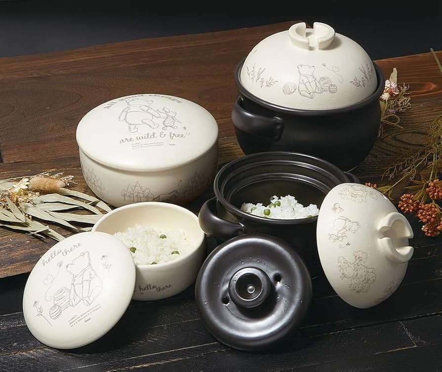 Skater くまのプーさん 萬古焼おひつ 2合サイズ 陶器 キッチン 耐熱 萬古焼 ご飯 おひつ 鉢 2合 保存 容器 ばんこやき 万古焼 焼き物