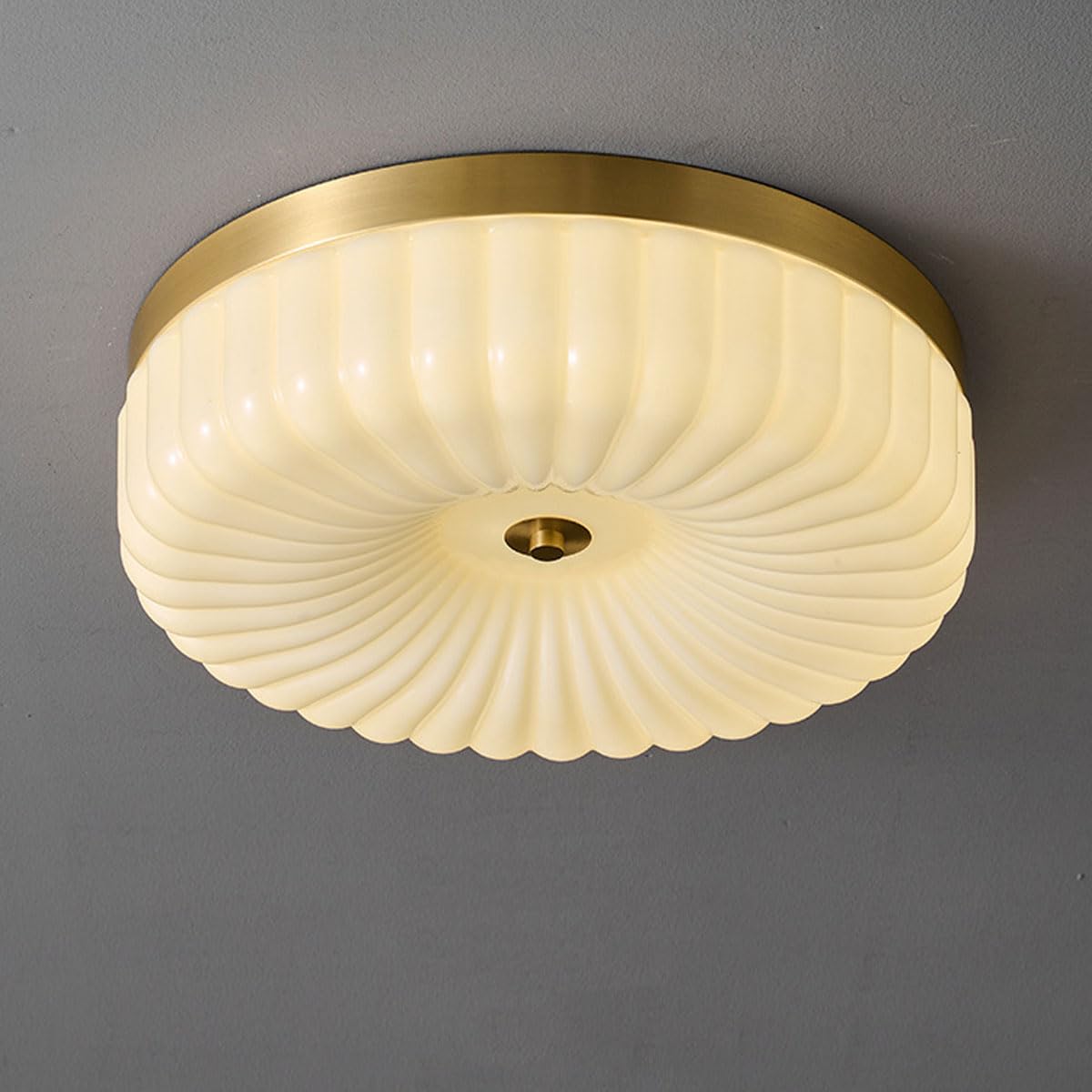 Minimalistyczna lampa sufitowa z litej miedzi z akrylowym kloszem, płaskie oświetlenie, włoskie, nowoczesne, okrągłe lampy sufitowe, odpowiednie do sypialni i balkonów