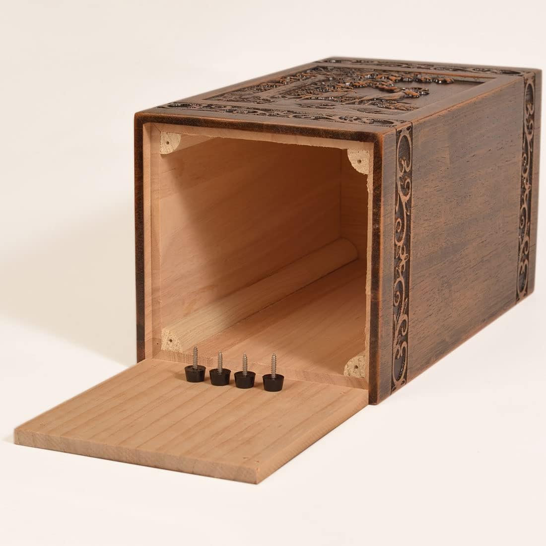 KIMNAG Wooden Cremation Urn for Human Wood Ashes Decorative Box Funeral Urns for Adult Male Female with Satin Bag Burial or Memorial Keepsake (Deer(XL) 250lbs) - Image 4