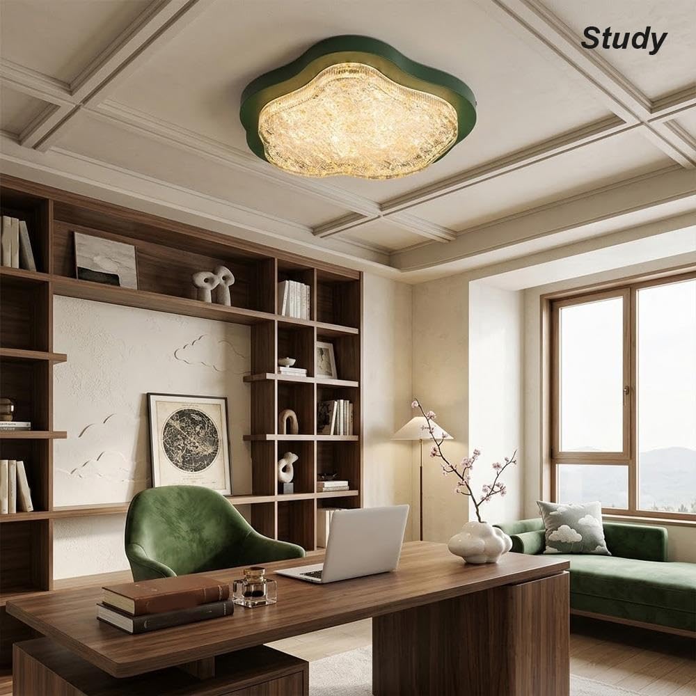 Lámpara de Techo Onda Vintage LED, Nube Verde Plafón Dormitorio