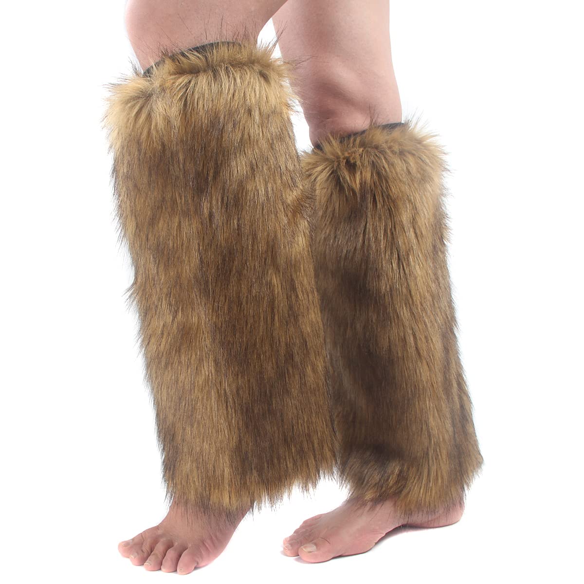ECOSCO One Pair Women Faux Wolf Fur FUZZY Boots Shoes Cuffs Leg Warmers Covers