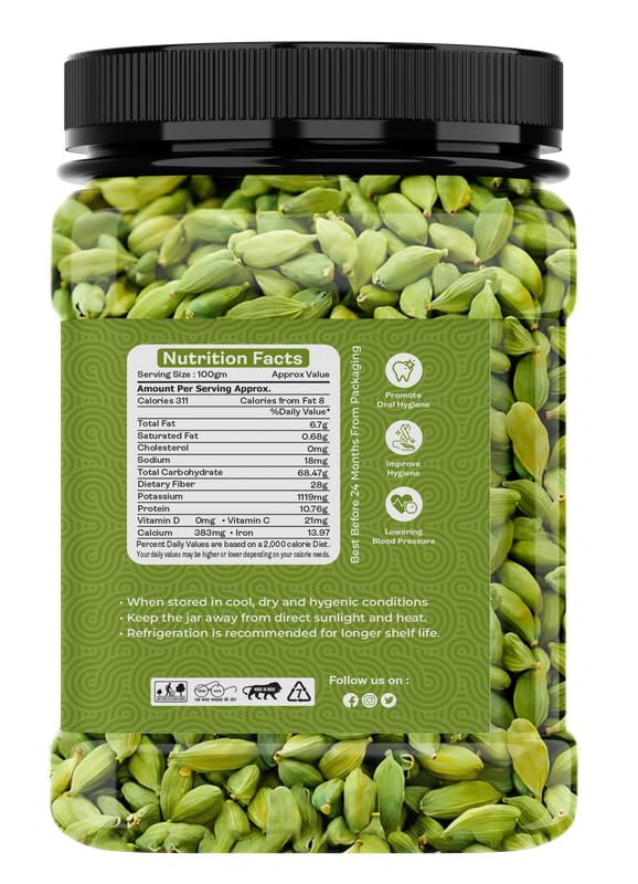 Image of THE GOOD GOODS Whole Green Cardamom (Elaichi) Authentic Flavour for Cooking, Baking & Masala Blends - Rich Aroma & Natural Freshness 200g