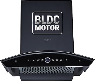 Whirlpool 60cm 1600 m3/hr BLDC Filterless Autoclean Kitchen Chimney with 11 Years WARR on Motor and 5 Yrs Comprehensive | CGFL PRO 600 BLDC HAC BK HOOD | Black | 9 Speed Touch Control with RPM Display