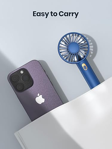 Miniatura 8 de Warmco Mini ventilador portátil paquete de 2  Ventilador de mano y escritorio recargable de 3 velocidades con base, refrigeración compacta para