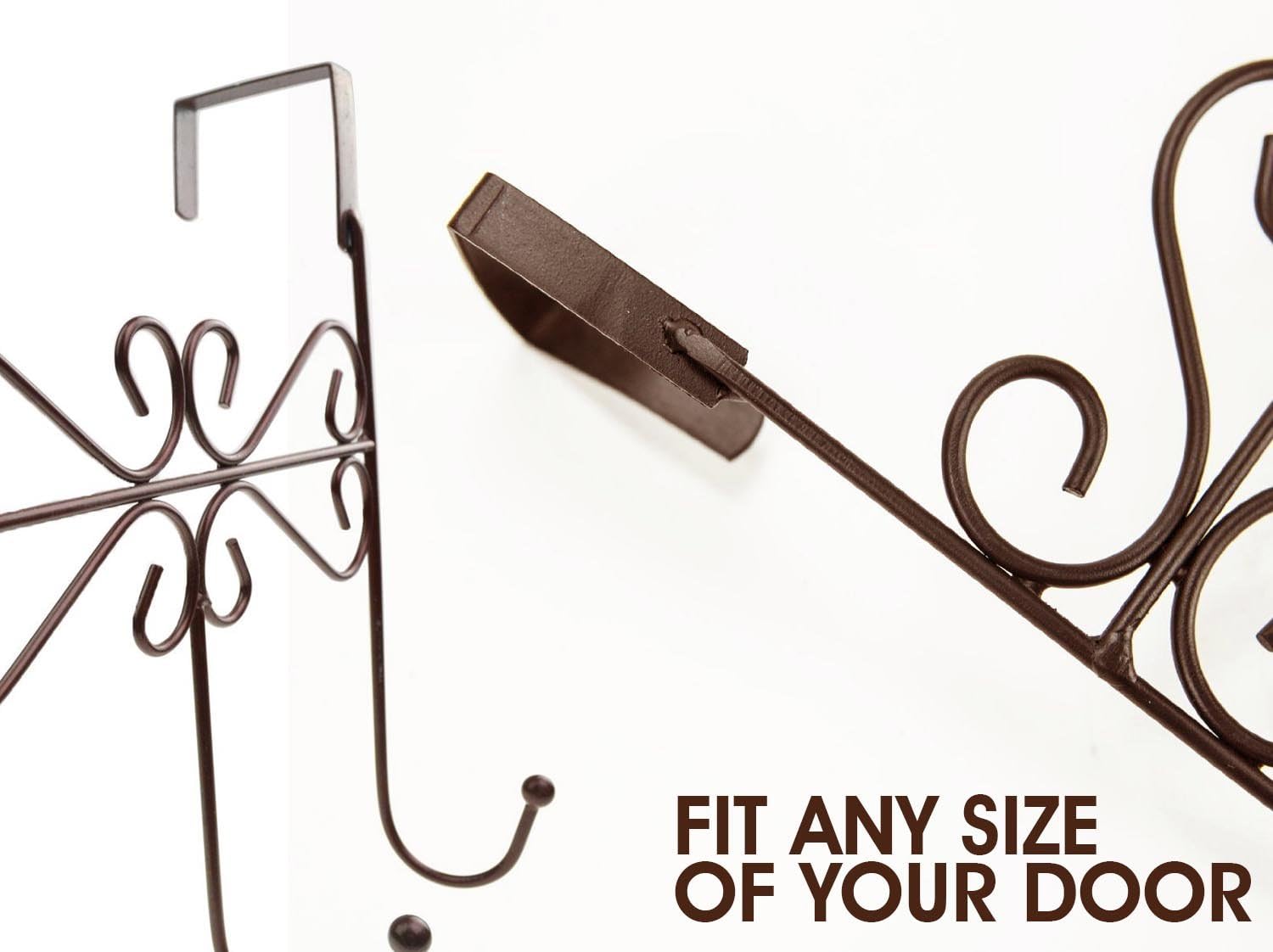 Over The Door 5 Hanger Rack Space Saving Over the Door Hook, Heavy Duty 15 x 2 x 9 inch Iron Towel Coat Rack for Clothes Towels Hat, Elegant Door Hanger Bathroom Organizer Home Office Use No Drilling