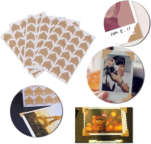 Miniatura 7 de EXCEART Photo Corners Self Adhesive Black Photo Corners for Scrapbooking Stickers 10Sheets