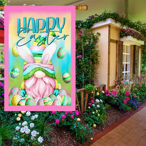 Surfapans Happy Easter House Flag 28X40 Inch Double Sided Outside Burlap Easter Gnome Outdoor Large Yard Flags Porch Holiday Decoration Seasonal #TOP7