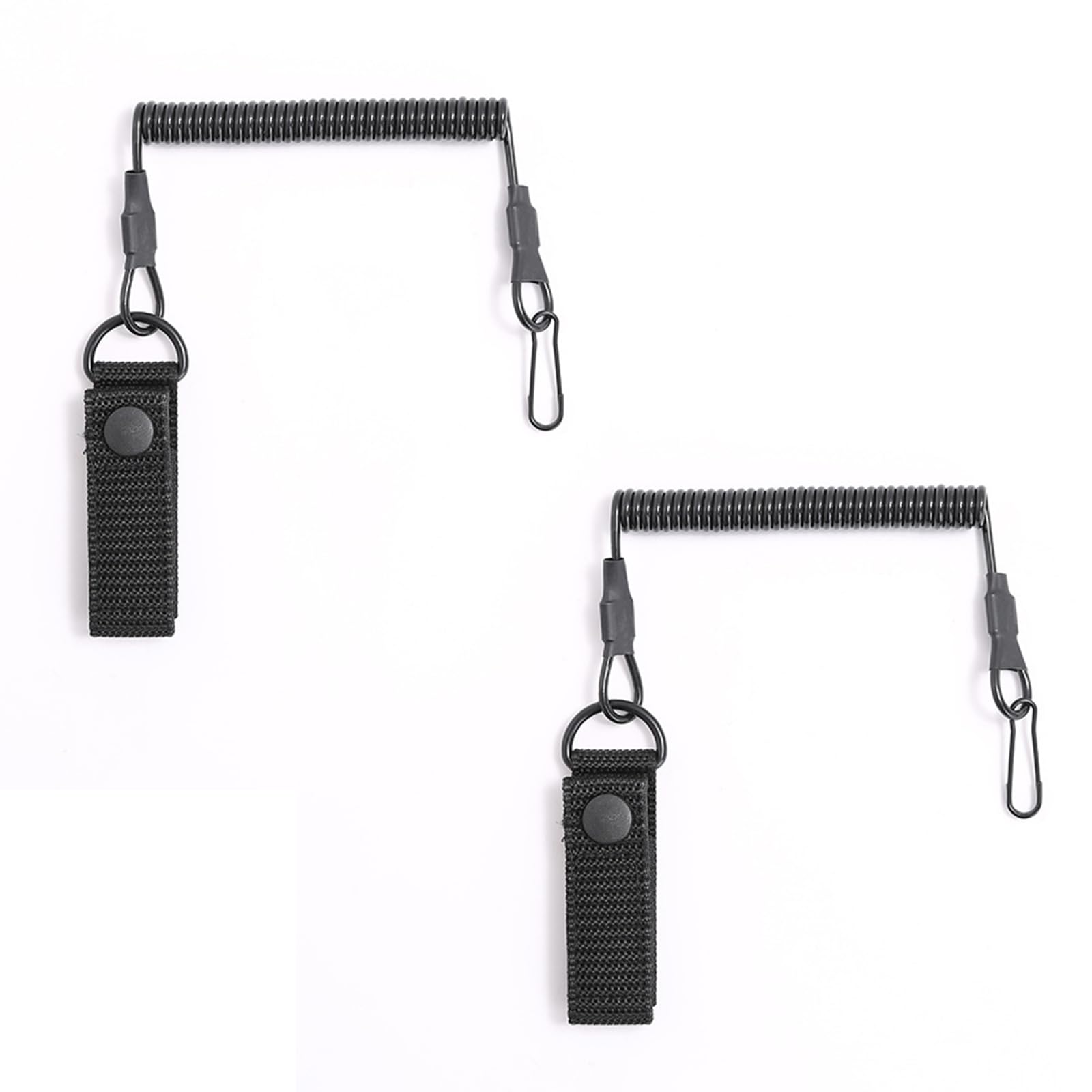 BringLucky 2Pcs Quick Rebound Secure Spring Lanyard Anti-Lost Spiral Spring Coil Keychain Elastic Spring Lanyard Tactical Coiled for Climbing Hiking Camping