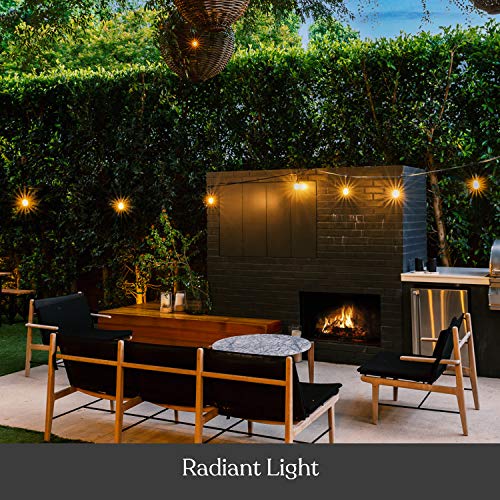 Brightech Ambience Pro - Waterproof Solar LED Outdoor String Lights – 1W Retro Edison Globe Bulbs - 27 Ft Bistro Lights Create Cafe Ambience in Your Yard, Pergola - Soft White